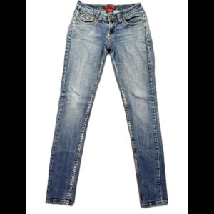 Red Rivet Jeans Women's Blue Light Wash Thick Stitch Skinny Size 5‎ Flap Pocket